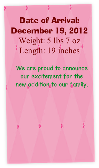 We are proud to announce our excitement for the new addition to our family. 